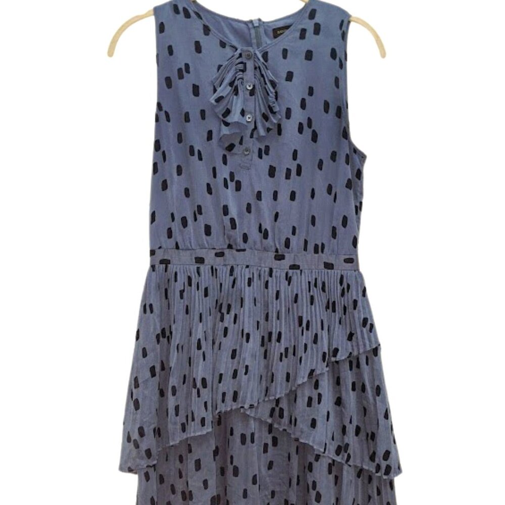 Banana Republic Size 2 Pleated Dress Mini Chiffon Popover Polka Dot Blue